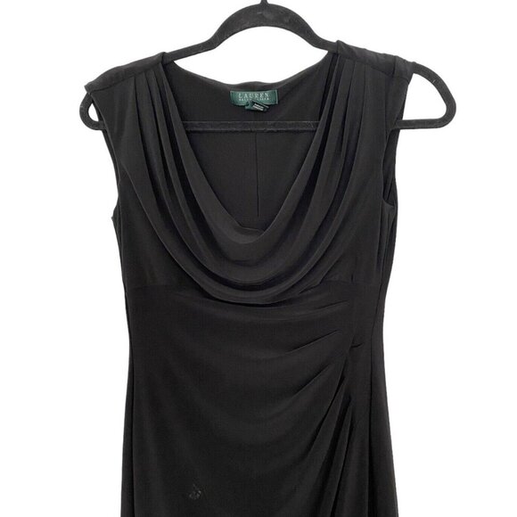 Lauren Ralph Lauren Classic Black Sleeveless Side Ruched Scoop Neck Dress Size 4 - Picture 2 of 7